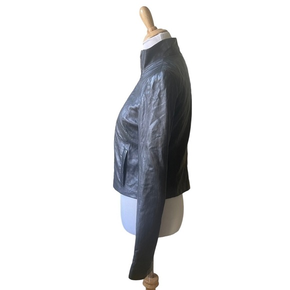 Kimberly Ovitz Black Cropped Moto Leather Jacket Size 8 - Picture 4 of 12